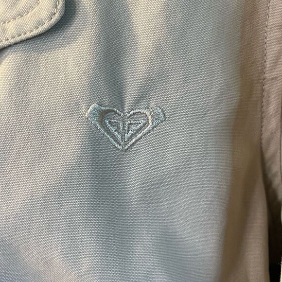 Roxy Double Breasted Utility Jacket Tan Khaki Mid-Weight Lined Button Up M - Picture 4 of 7